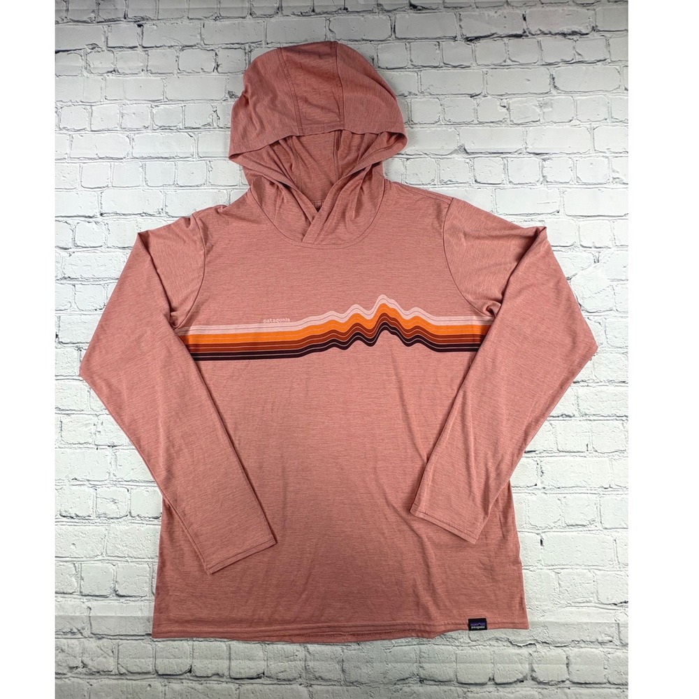 Patagonia Capilene Sun Hoodie Women Large Pink Graphic Long Sleeve Hoody